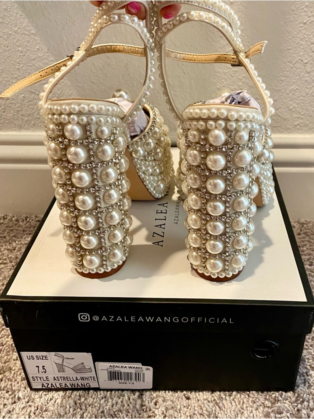 Azalea Wang Astrella Pearl-Embellished Platform Heels - Picture 3 of 7
